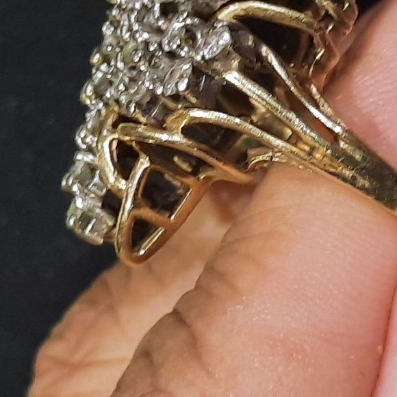 AUTHENTIC GENUINE SOLID 14K YELLOW GOLD 2CTTW DIAMOND 💎 CLUSTER COCKTAIL RING - Picture 10 of 10
